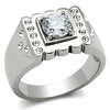 TK315 High polished (no plating) Stainless Steel Ring with AAA Grade CZ in Clear-WildKlass Jewelry
