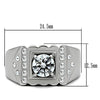 TK315 High polished (no plating) Stainless Steel Ring with AAA Grade CZ in Clear-WildKlass Jewelry