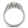 TK315 High polished (no plating) Stainless Steel Ring with AAA Grade CZ in Clear-WildKlass Jewelry