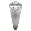 TK315 High polished (no plating) Stainless Steel Ring with AAA Grade CZ in Clear-WildKlass Jewelry