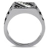 TK367 High polished (no plating) Stainless Steel Ring with Top Grade Crystal in Clear-WildKlass Jewelry