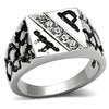 TK367 High polished (no plating) Stainless Steel Ring with Top Grade Crystal in Clear-WildKlass Jewelry