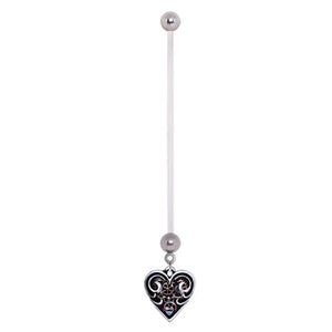 PTFE Steampunk Heart Dangle WildKlass Pregnancy Navel Ring-WildKlass Jewelry
