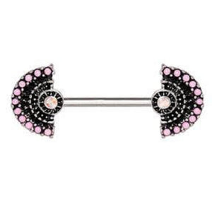 316L Stainless Steel Jeweled Fan WildKlass Nipple Bar-WildKlass Jewelry