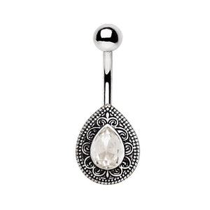 316L Stainless Steel Ornate Teardrop WildKlass Navel Ring-WildKlass Jewelry