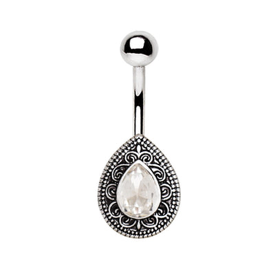316L Stainless Steel Ornate Teardrop WildKlass Navel Ring-WildKlass Jewelry