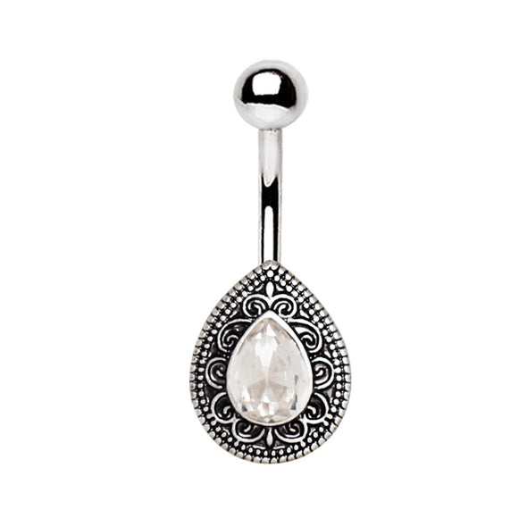 316L Stainless Steel Ornate Teardrop WildKlass Navel Ring-WildKlass Jewelry