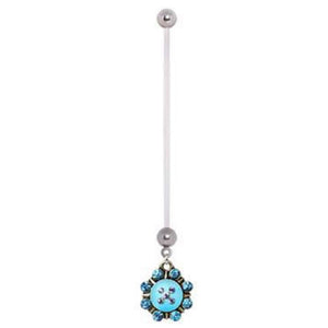 PTFE Aqua Naurtical Sunburst Dangle WildKlass Pregnancy Navel Ring-WildKlass Jewelry