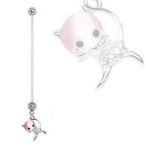 PTFE Cat's Eye Kitty Cat Dangle WildKlass Pregnancy Navel Ring-WildKlass Jewelry