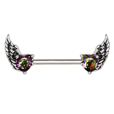 316L Surgical Steel Gothic Winged Heart WildKlass Nipple Bar-WildKlass Jewelry