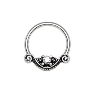316L Stainless Steel Ornate Design Snap-in WildKlass Captive Bead Ring / Septum Ring-WildKlass Jewelry