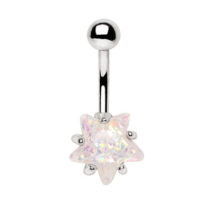 316L Surgical Steel Large White Opal Star WildKlass Navel Ring-WildKlass Jewelry