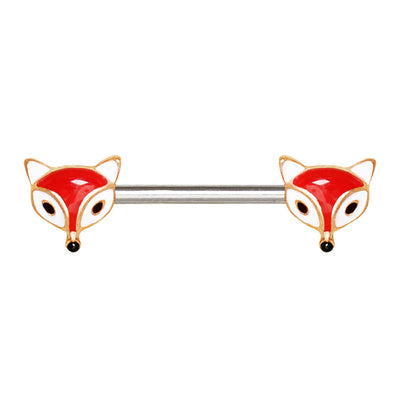 316L Surgical Steel Rose Gold Plated Red Fox WildKlass Nipple Bar-WildKlass Jewelry