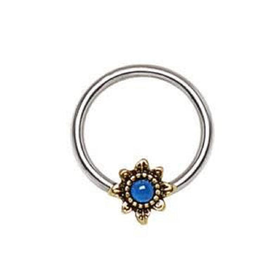 316L Stainless Steel Blue Star Snap-in WildKlass Captive Bead Ring / Septum Ring-WildKlass Jewelry