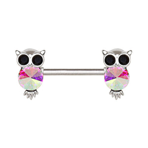 316L Stainless Steel Aurora Owl WildKlass Nipple Bar-WildKlass Jewelry