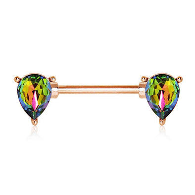 Rose Gold Plated Tear Drop Vitrail Medium CZ WildKlass Nipple Bar-WildKlass Jewelry