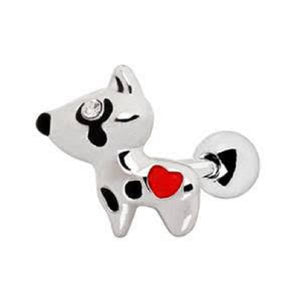 316L Stainless Steel Red Heart Dog WildKlass Cartilage Earring-WildKlass Jewelry