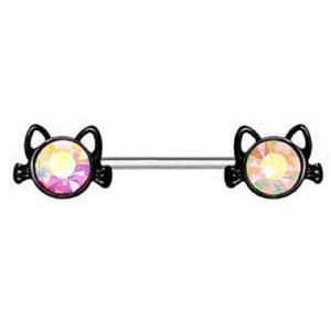 316L Stainless Steel Black WildKlass Cat Nipple Bar-WildKlass Jewelry