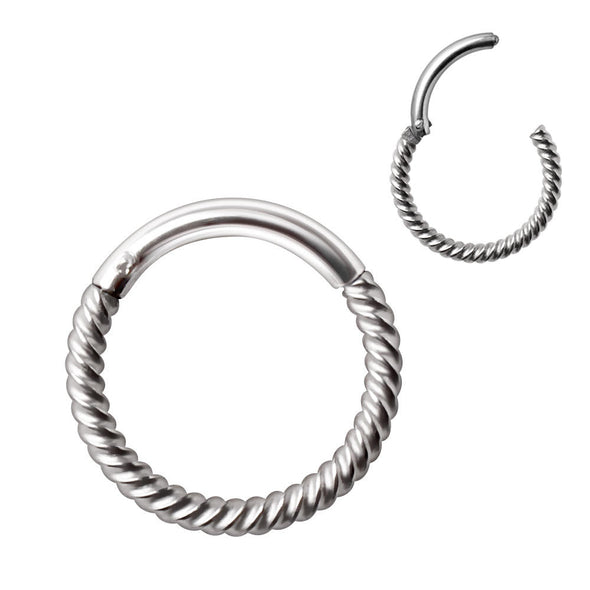 316L Stainless Steel Rope Design Seamless Clicker Ring-WildKlass Jewelry