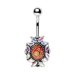 316L Stainless Steel Victorian Floral Navel Ring-WildKlass Jewelry