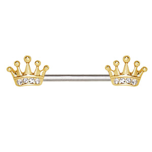 Gold Plated Princess Crown WildKlass Nipple Bar-WildKlass Jewelry