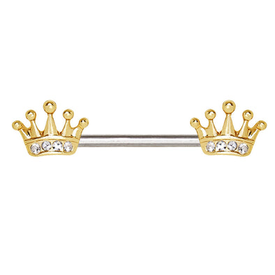 Gold Plated Princess Crown WildKlass Nipple Bar-WildKlass Jewelry