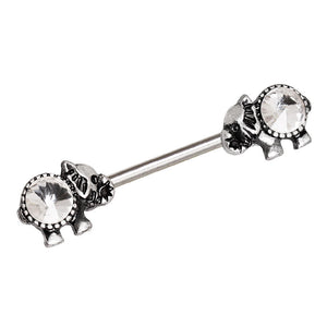 316L Surgical Steel Jeweled Elephant WildKlass Nipple Bar-WildKlass Jewelry