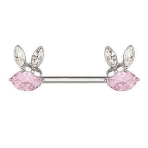 316L Stainless Steel Pink Gemmed Rabbit WildKlass Nipple Bar-WildKlass Jewelry
