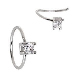 316L Stainless Steel Prong Set CZ WildKlass Nose Hoop / Cartilage Earring-WildKlass Jewelry