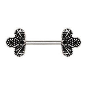 316L Stainless Steel Black Peacock Feather WildKlass Nipple Bar-WildKlass Jewelry