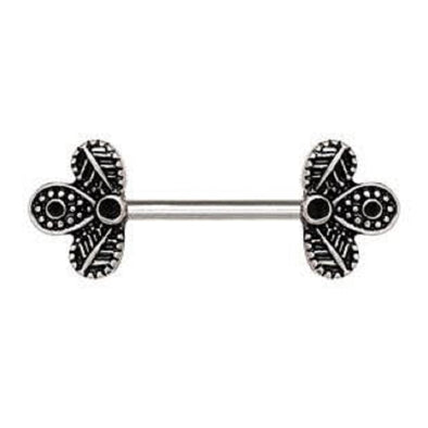 316L Stainless Steel Black Peacock Feather WildKlass Nipple Bar-WildKlass Jewelry