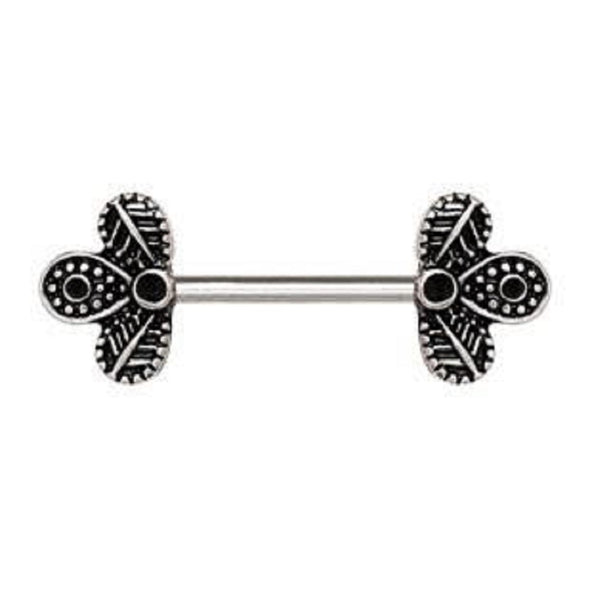316L Stainless Steel Black Peacock Feather WildKlass Nipple Bar-WildKlass Jewelry
