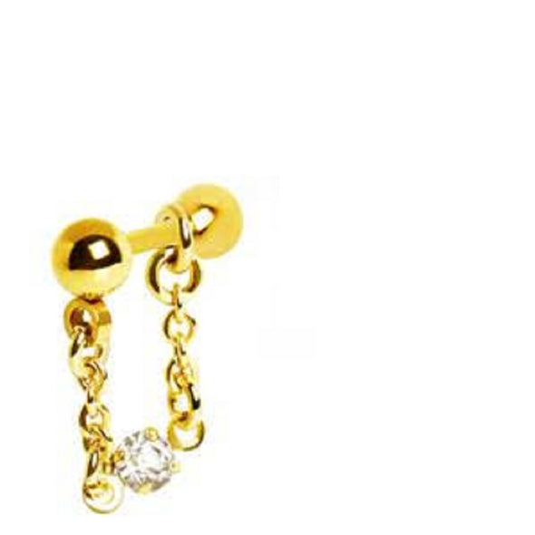 Gold Plated Jeweled Chain Wrap WildKlass Cartilage Earring-WildKlass Jewelry