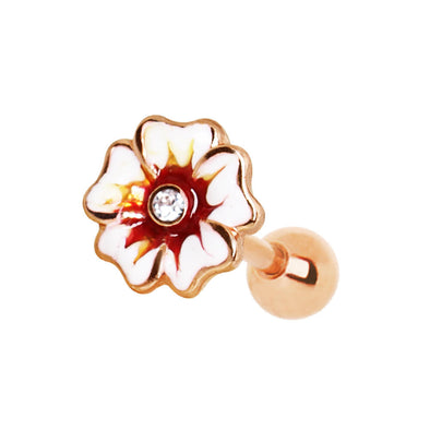 Rose Gold Plated Hawaiian Hibiscus Flower WildKlass Cartilage Earring-WildKlass Jewelry