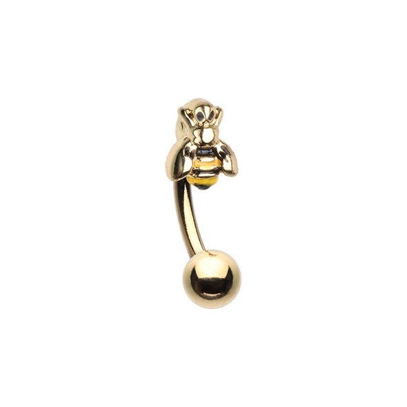 WildKlass Jewelry Buzz Off Bumble Bee Curved Barbell Eyebrow Ring-WildKlass Jewelry